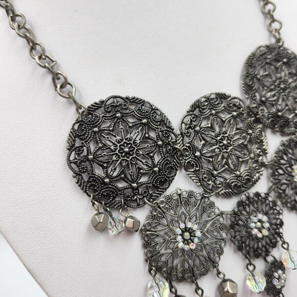 Metal Circular Statement Necklace - Picture 6 of 8